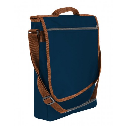 USA Made Nylon Poly Laptop Bags, Navy-Brown, LHCBA29AWS USA Made Nylon Poly Laptop Bags, Navy-Brown, LHCBA29AWS