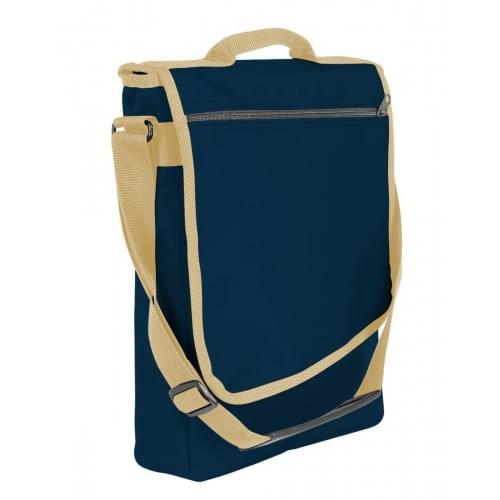 USA Made Nylon Poly Laptop Bags, Navy-Khaki, LHCBA29AWX