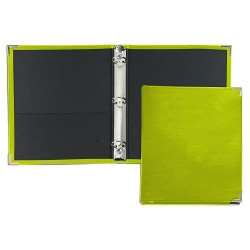 1/2" Stitched Ring Binder-Faux Leather Vinyl-Lime