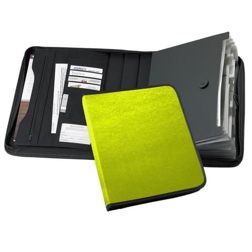 Tribeca-Accordion Zipper Portfolio-600 Denier Nylon or Faux Leather Vinyl-Lime