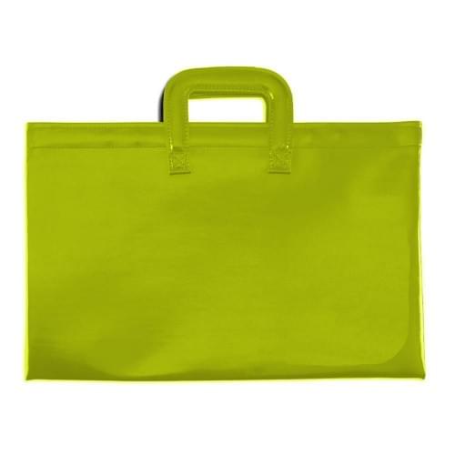 Briefcase with Luggage Handles-Faux Leather Vinyl-Lime