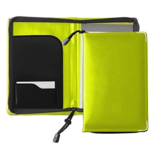 Prestige Junior Zipper Folder-Faux Leather Vinyl-Lime