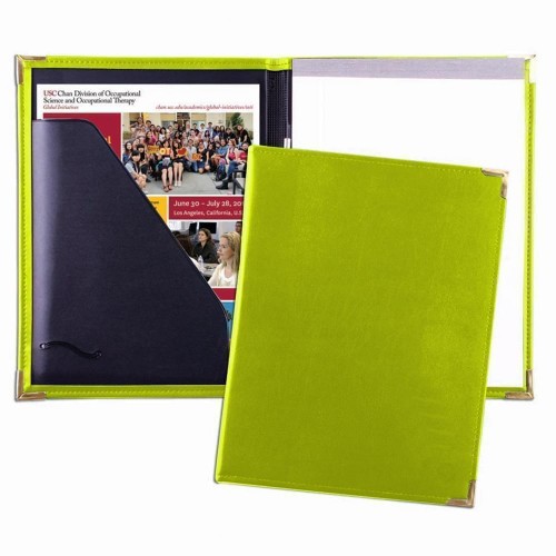 Stitched Letter Folder-Faux Leather Vinyl-Lime Stitched Letter Folder-Faux Leather Vinyl-Lime