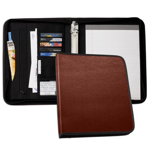 Tribeca 1" Zipper Ring Binder-Matte-Brown
