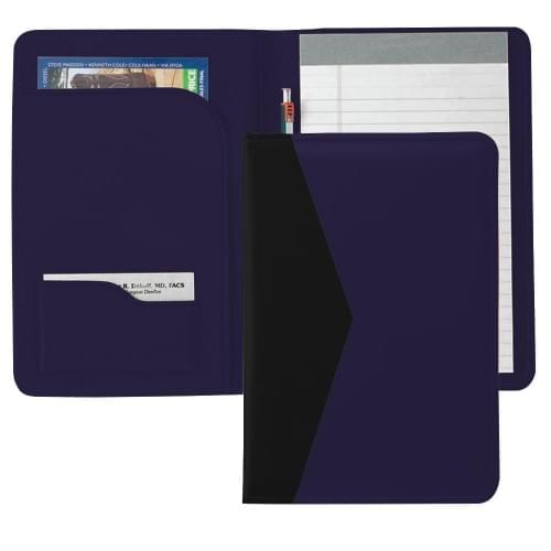 Accent Stitched Junior Folder-Faux Leather Vinyl-Navy / Black