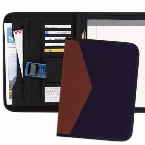 Tribeca 2-Tone Letter Folder-600 Denier Nylon and Faux Leather Vinyl-Navy / Brown