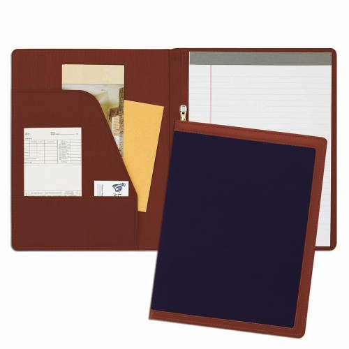 Edge Embroidered Letter Folder-600 Denier Nylon and Faux Leather Vinyl-Navy / Brown