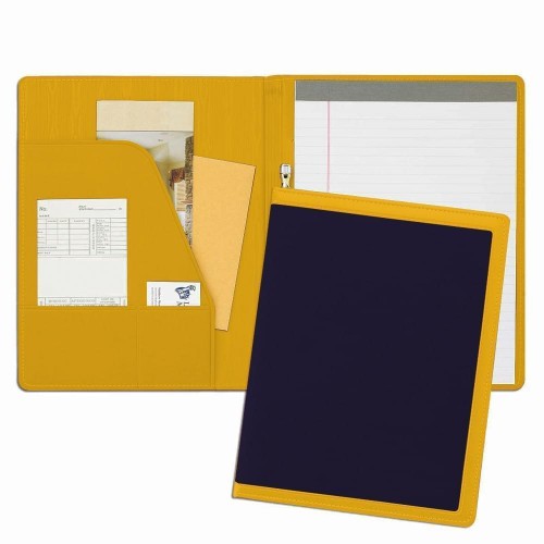 Edge Embroidered Letter Folder-600 Denier Nylon and Faux Leather Vinyl-Navy / Gold