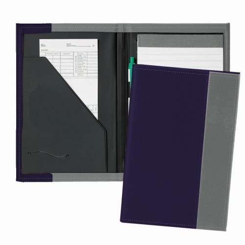 Manhattan Junior Folder-Faux Leather Vinyl-Navy / Grey