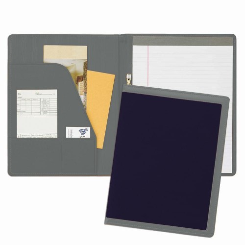 Edge Embroidered Letter Folder-600 Denier Nylon and Faux Leather Vinyl-Navy / Grey