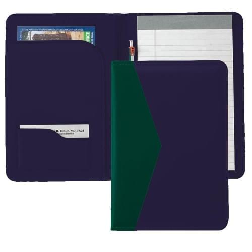 Accent Stitched Junior Folder-Faux Leather Vinyl-Navy / Hunter Green