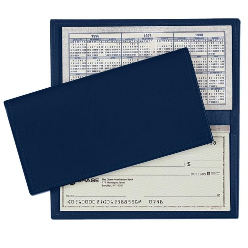 Checkbook Cover-Faux Leather Vinyl-Navy