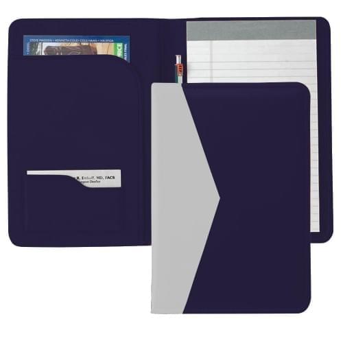 Accent Stitched Junior Folder-Faux Leather Vinyl-Navy / White