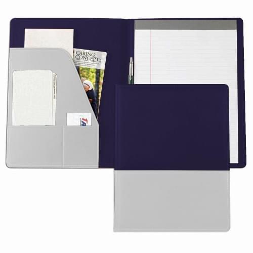 Duplex Letter Folder-Faux Leather Vinyl-Navy / White