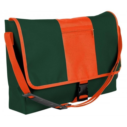USA Made Nylon Poly Dad Shoulder Bags, Hunter Green-Orange, OHEDA19ASJ
