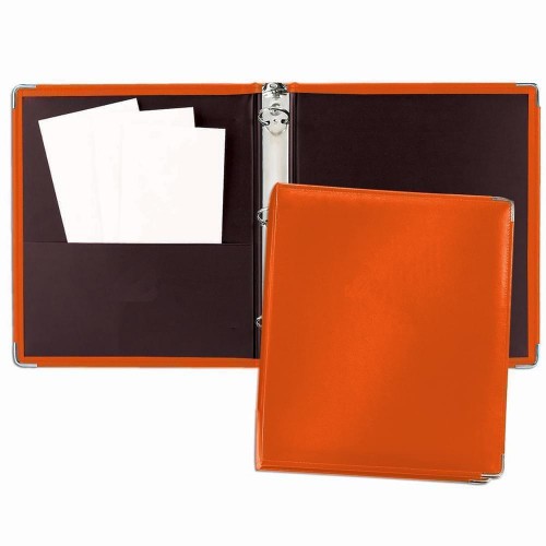 Noble 1/2" Ring Binder-Faux Leather Vinyl-Orange