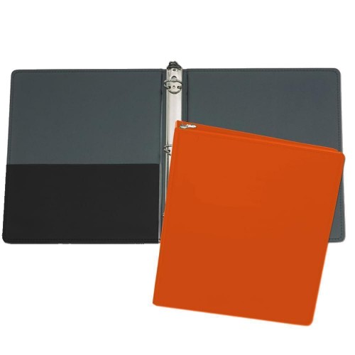 Superior 1" Ring Binder-Faux Leather Vinyl-Orange