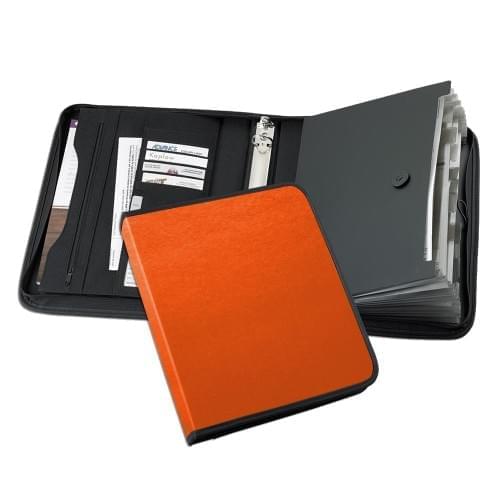 Tribeca-Accordion Zipper Ring Binder-600 Denier Nylon or Faux Leather Vinyl-Orange