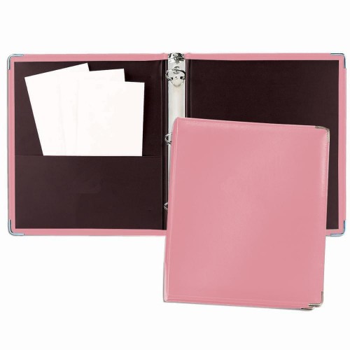 Noble 1/2" Ring Binder-Faux Leather Vinyl-Pink Noble 1/2" Ring Binder-Faux Leather Vinyl-Pink