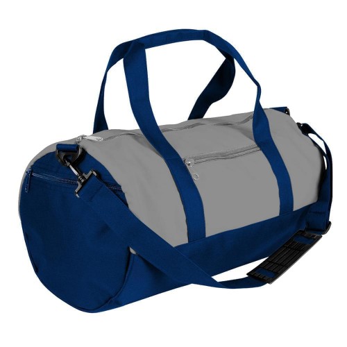 USA Made Nylon Poly Athletic Barrel Bags, Grey-Navy, PMLXZ2AA1I USA Made Nylon Poly Athletic Barrel Bags, Grey-Navy, PMLXZ2AA1I