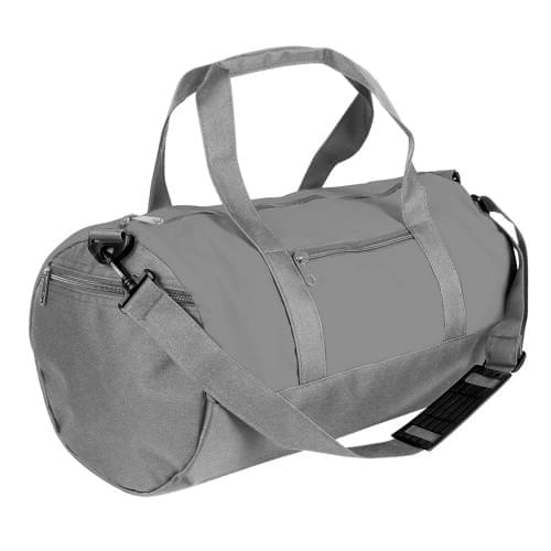 USA Made Nylon Poly Athletic Barrel Bags, Grey-Grey, PMLXZ2AA1N