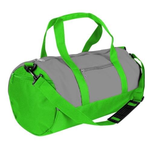 USA Made Nylon Poly Athletic Barrel Bags, Grey-Lime, PMLXZ2AA1Y