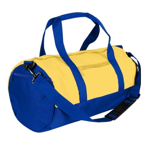USA Made Nylon Poly Athletic Barrel Bags, Gold-Royal Blue, PMLXZ2AA4M USA Made Nylon Poly Athletic Barrel Bags, Gold-Royal Blue, PMLXZ2AA4M