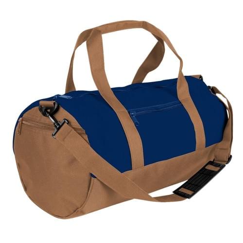 USA Made Heavy Canvas Athletic Barrel Bags, Navy-Bronze, PMLXZ2AAMO