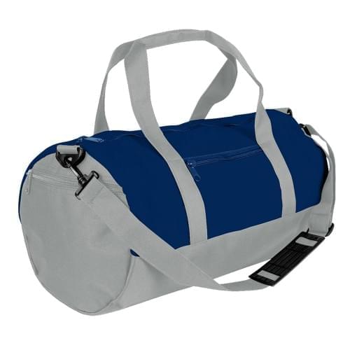 USA Made Heavy Canvas Athletic Barrel Bags, Navy-Grey, PMLXZ2AAMU