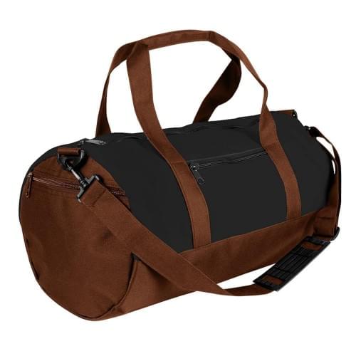 USA Made Nylon Poly Athletic Barrel Bags, Black-Brown, PMLXZ2AAOD