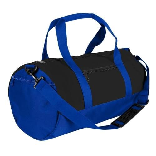 USA Made Nylon Poly Athletic Barrel Bags, Black-Royal Blue, PMLXZ2AAOM