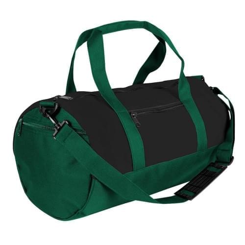 USA Made Nylon Poly Athletic Barrel Bags, Black-Hunter Green, PMLXZ2AAOV