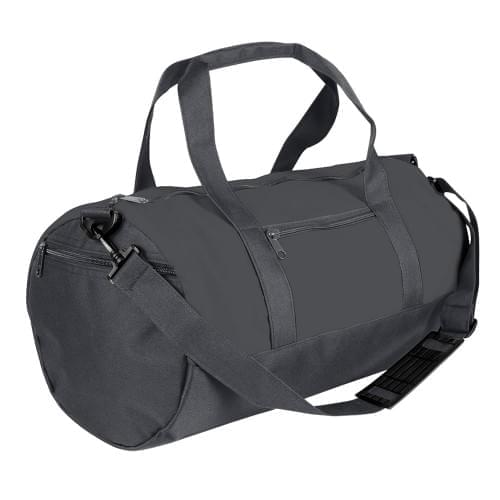USA Made Nylon Poly Athletic Barrel Bags, Graphite-Graphite, PMLXZ2AARF