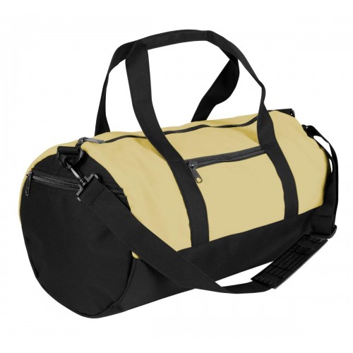 USA Made Heavy Canvas Athletic Barrel Bags, Natural-Black, PMLXZ2AAVR