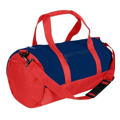 USA Made Nylon Poly Athletic Barrel Bags, Navy-Red, PMLXZ2AAWL