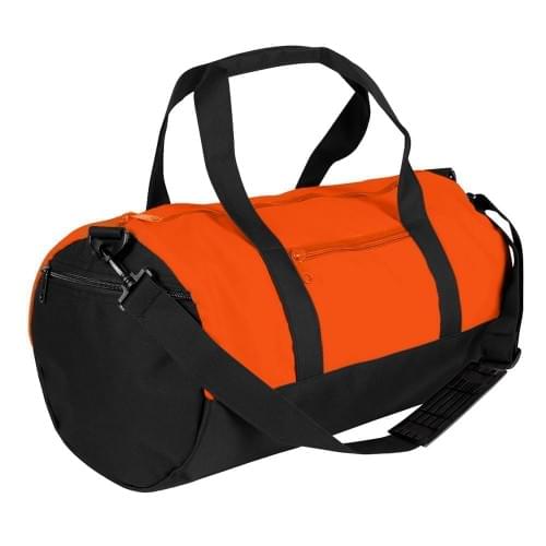 USA Made Nylon Poly Athletic Barrel Bags, Orange-Black, PMLXZ2AAXC