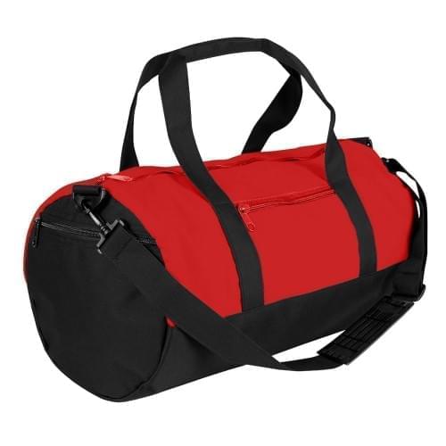 USA Made Nylon Poly Athletic Barrel Bags, Red-Black, PMLXZ2AAZC
