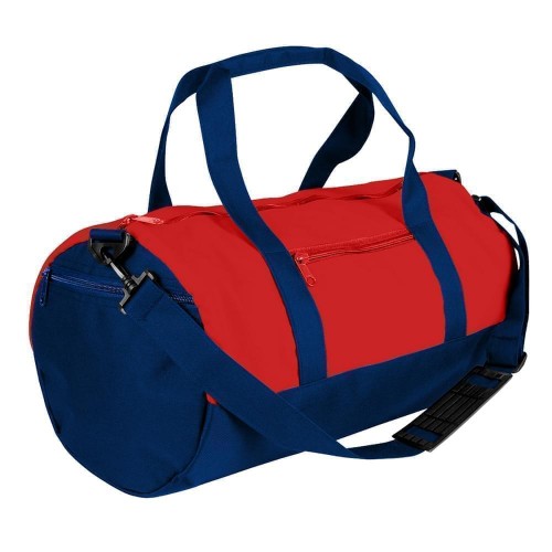 USA Made Nylon Poly Athletic Barrel Bags, Red-Navy, PMLXZ2AAZI