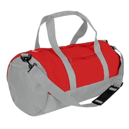 USA Made Nylon Poly Athletic Barrel Bags, Red-Grey, PMLXZ2AAZN