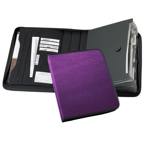 Tribeca-Accordion Zipper Portfolio-600 Denier Nylon or Faux Leather Vinyl-Purple Tribeca-Accordion Zipper Portfolio-600 Denier Nylon or Faux Leather Vinyl-Purple