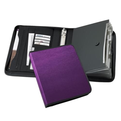 Tribeca-Accordion Zipper Ring Binder-600 Denier Nylon or Faux Leather Vinyl-Purple