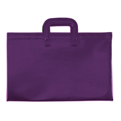 Briefcase with Luggage Handles-Faux Leather Vinyl-Purple Briefcase with Luggage Handles-Faux Leather Vinyl-Purple