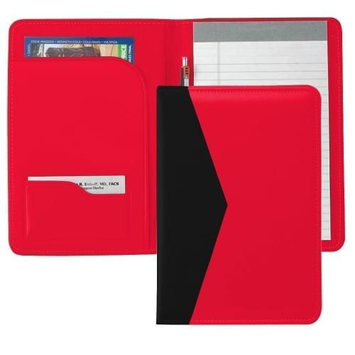 Accent Stitched Junior Folder-Faux Leather Vinyl-Red / Black