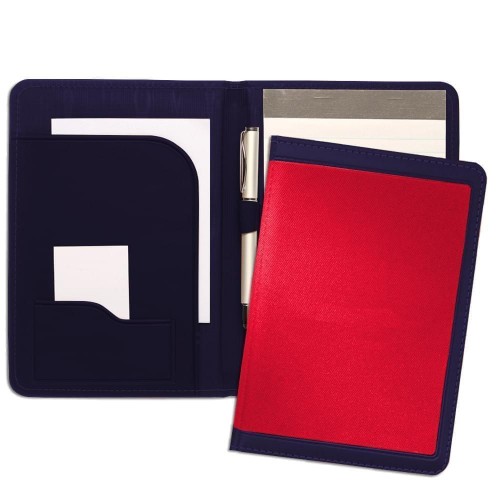 Edge Embroidered Junior Folder-600 Denier Nylon and Faux Leather Vinyl-Red / Navy