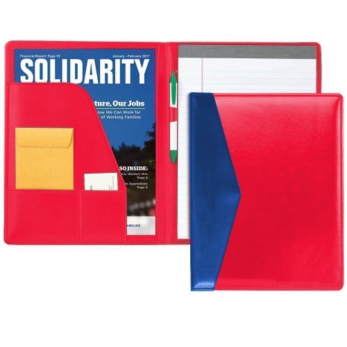 Accent Stitched Letter Folder-Faux Leather Vinyl-Red / Royal Blue Accent Stitched Letter Folder-Faux Leather Vinyl-Red / Royal Blue