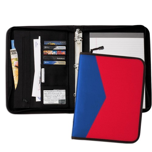 Tribeca Dual Tone 1" Zipper Ring Binder-600 Denier Nylon and Faux Leather Vinyl-Red / Royal Blue Tribeca Dual Tone 1" Zipper Ring Binder-600 Denier Nylon and Faux Leather Vinyl-Red / Royal Blue