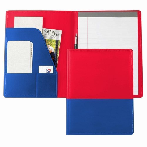 Duplex Letter Folder-Faux Leather Vinyl-Red / Royal Blue Duplex Letter Folder-Faux Leather Vinyl-Red / Royal Blue