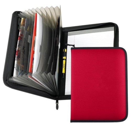 Accordion Zipper Folder-Nylon-Red Accordion Zipper Folder-Nylon-Red