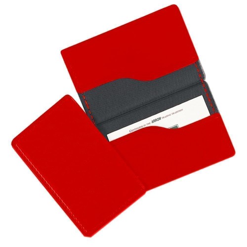 Card Case-Faux Leather Vinyl-Red