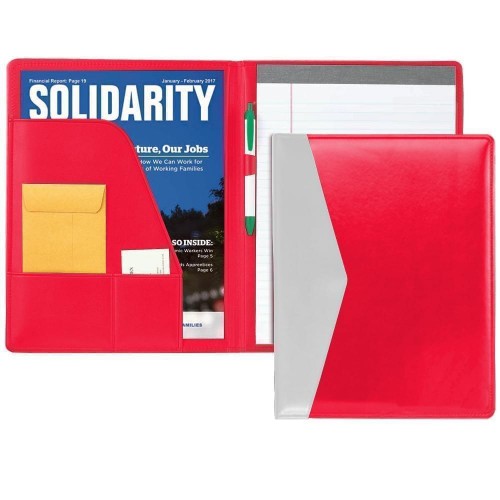 Accent Stitched Letter Folder-Faux Leather Vinyl-Red / White